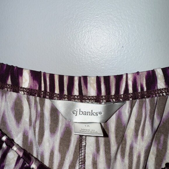 CJ Banks 1X Womens Maxi Skirt With Purple Leopard & Geometric - Picture 5 of 5